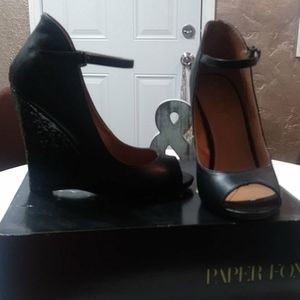 Black and Sparkling Evening Wedges